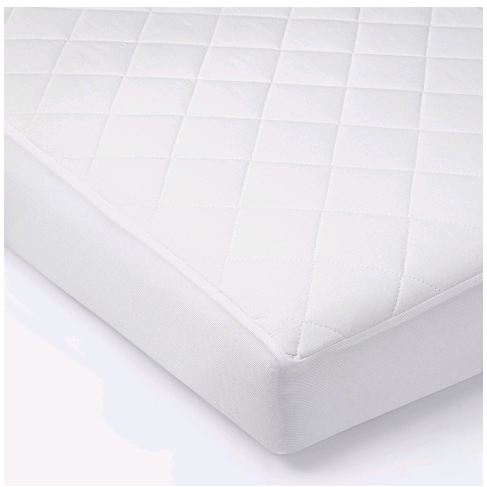 cloud island White Quilted Crib Mattress Pad Mini Crib